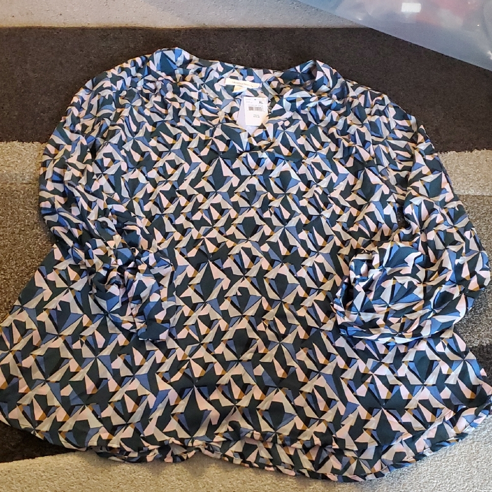 Motherhood Blue and Black Geometric Blouse